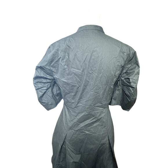 Frame Puff Sleeve Mini Dress Mock Collar Button Front Pleated Black W US S NWOT - Picture 6 of 9